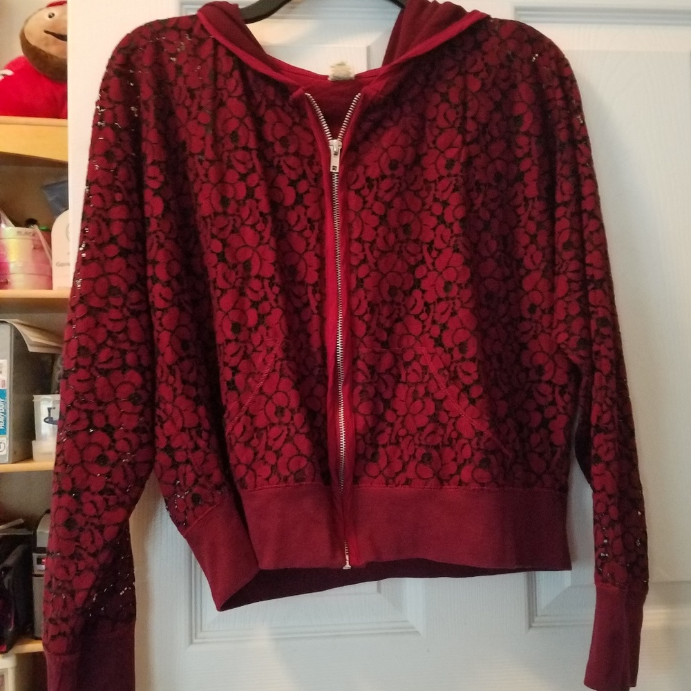 Gimmicks by Buckle Red Lace Zip Up Jacket